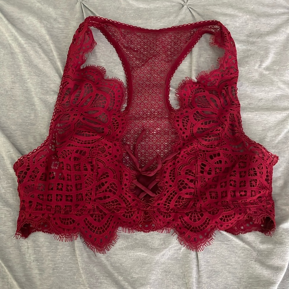 Red lace bralette